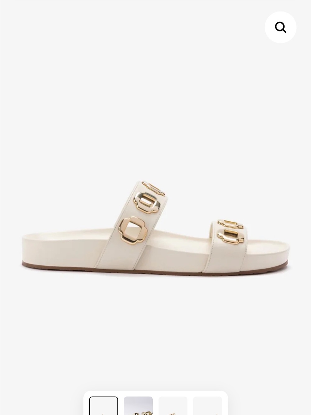 Larroude Cream Double-Strap Slide Sandals with Gold Buckles - never worn!!!
